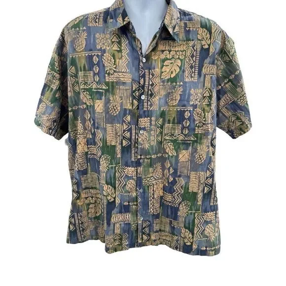 Tori Richard Camp Shirt Mens Sz XL Short Hawaiian Pineapple Casual Short Sleeve - Picture 1 of 5